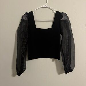 House of Harlow black mesh sleeve top